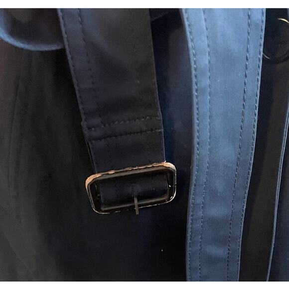 Club Monaco‎ Women Belted Trench Coat L Navy Classic Trendy Minimal Chic Capsule - Picture 15 of 16
